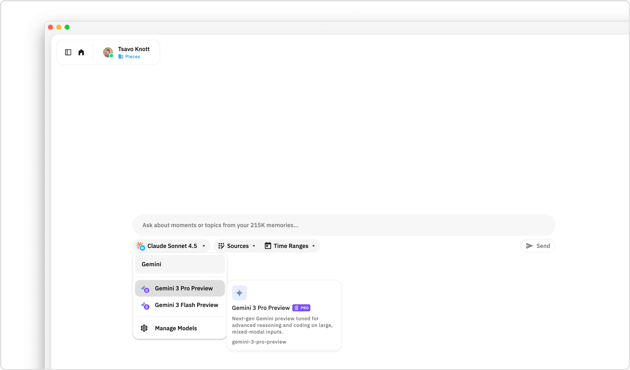 The redesigned model picker