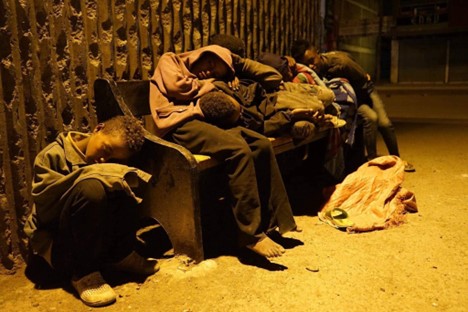 Street Boys Sleeping on Bench