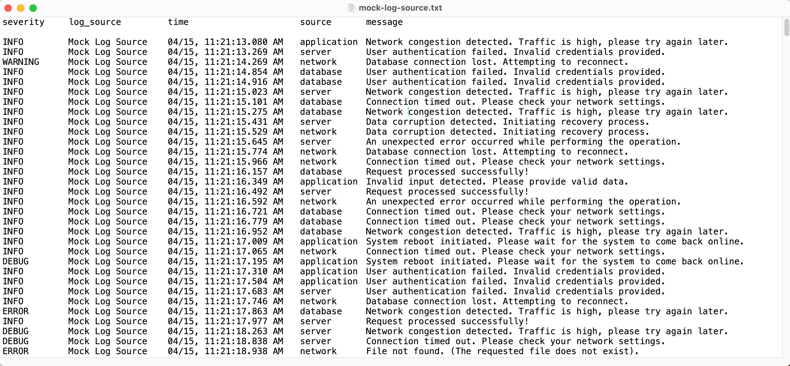 Logs save to a .txt file