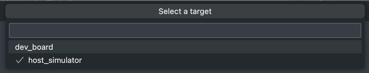 Visual Studio Code screenshot showing the target selector