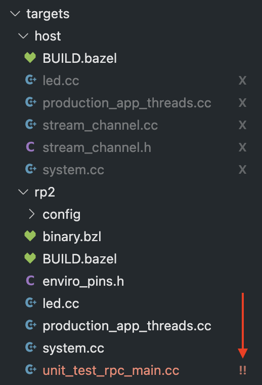 Visual Studio Code screenshot file indicators for orphaned files