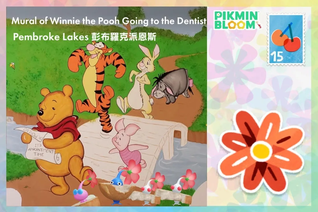 Mural of Winnie the Pooh Going to the Dentist