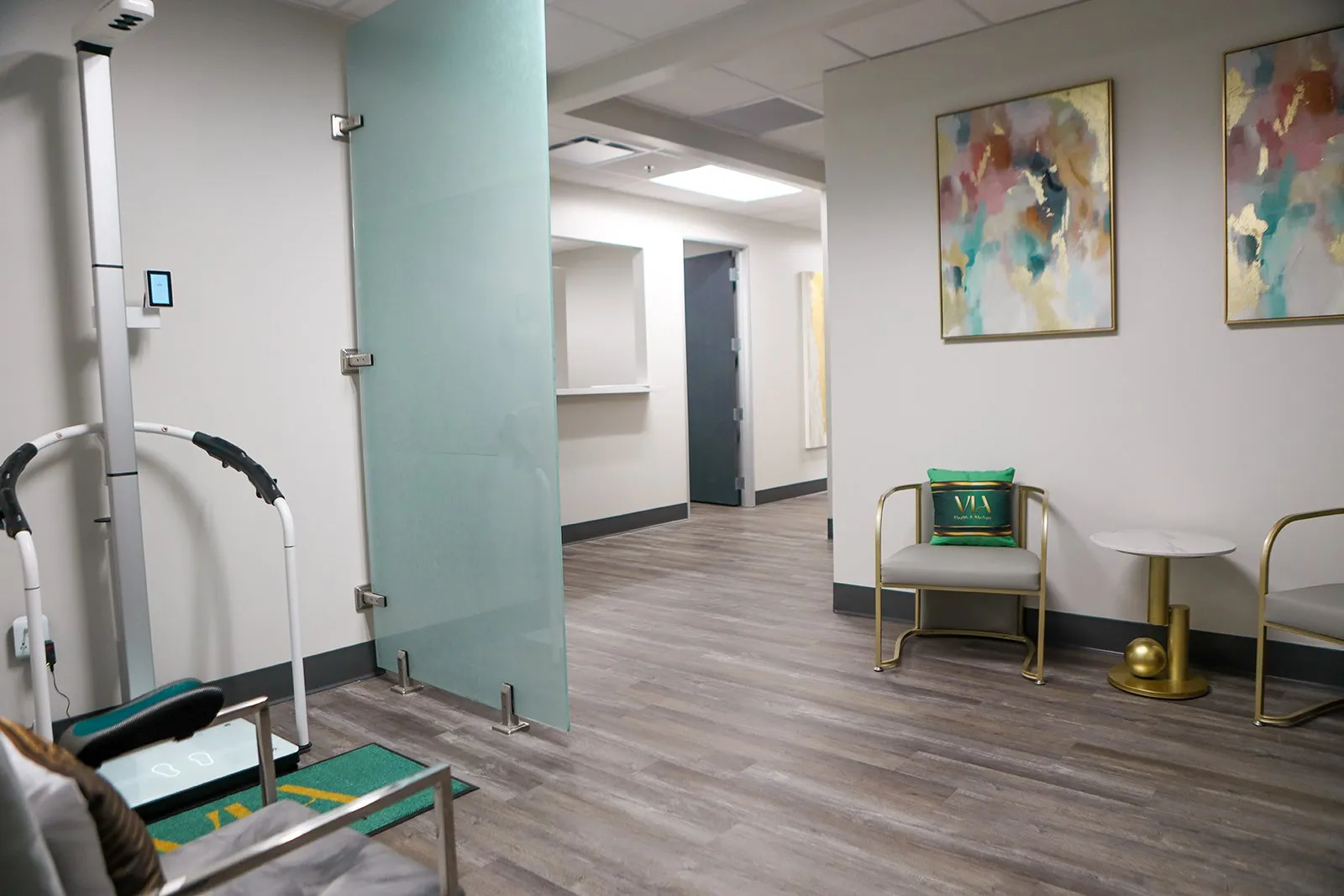 Reception and waiting area inside the VIA Health and Medspa clinic in Chandler
