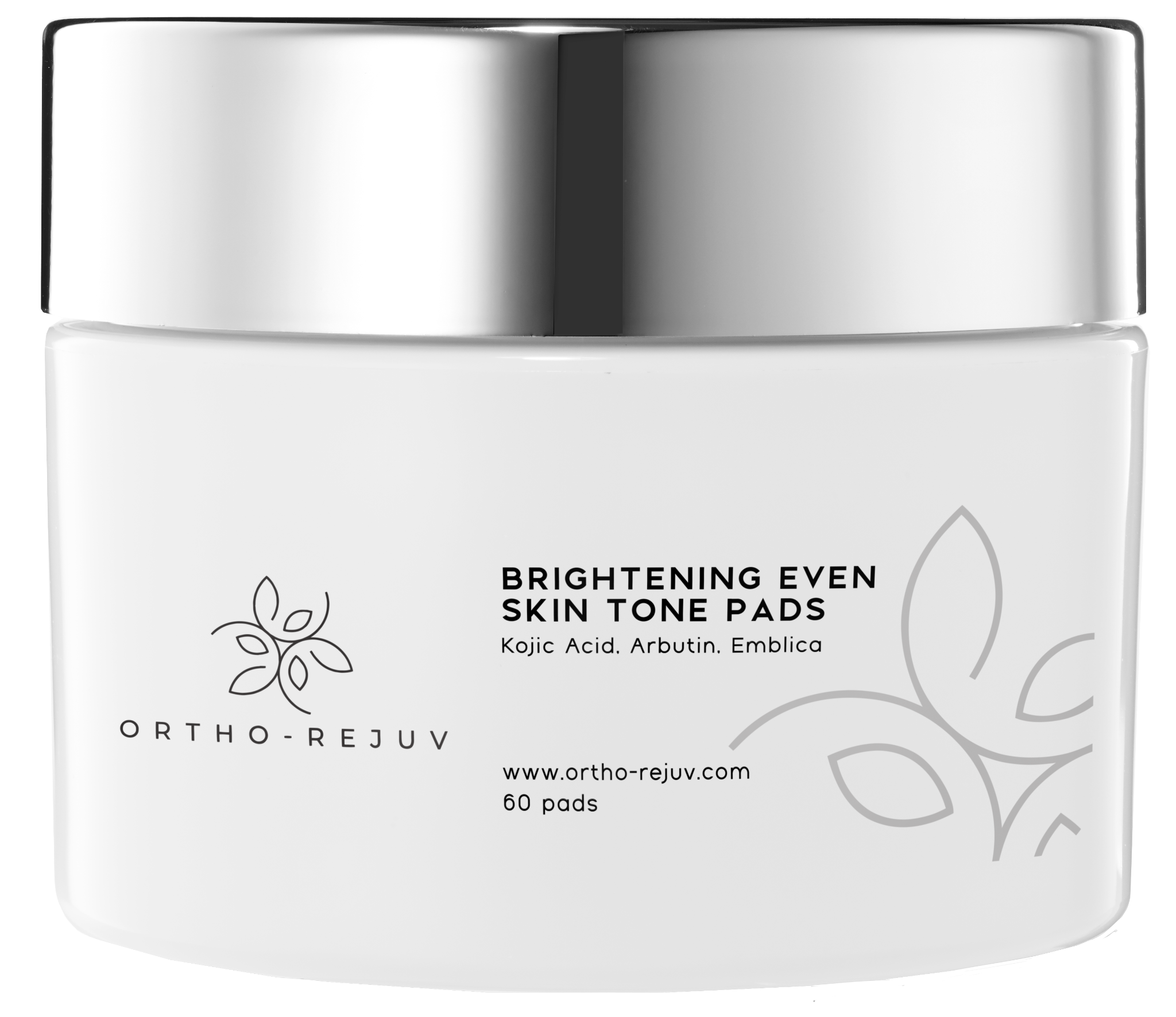 Jar of Brightening Even Skin Tone Pads with kojic acid, arbutin and emblica from our skincare line