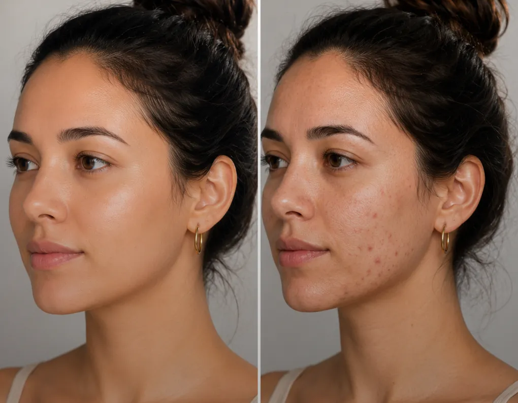 Before and after skin results side by side