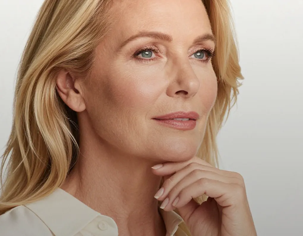 A woman with smooth, even skin after laser treatment