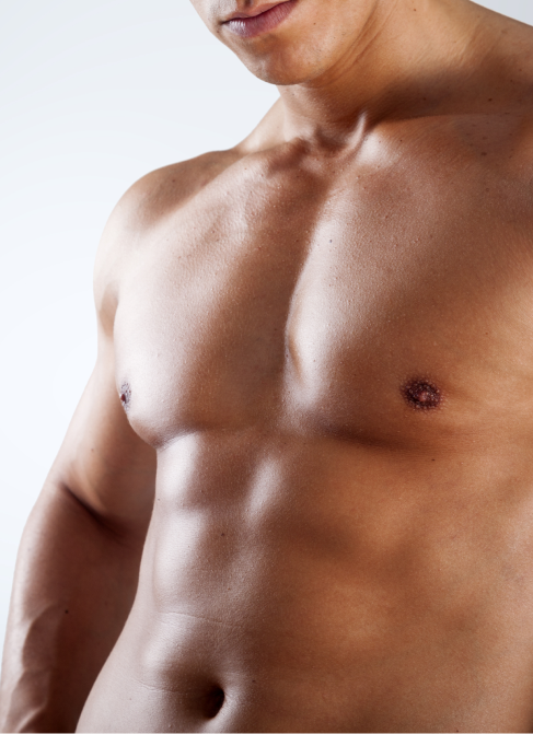 Shirtless male torso showing defined chest and abdominal muscles