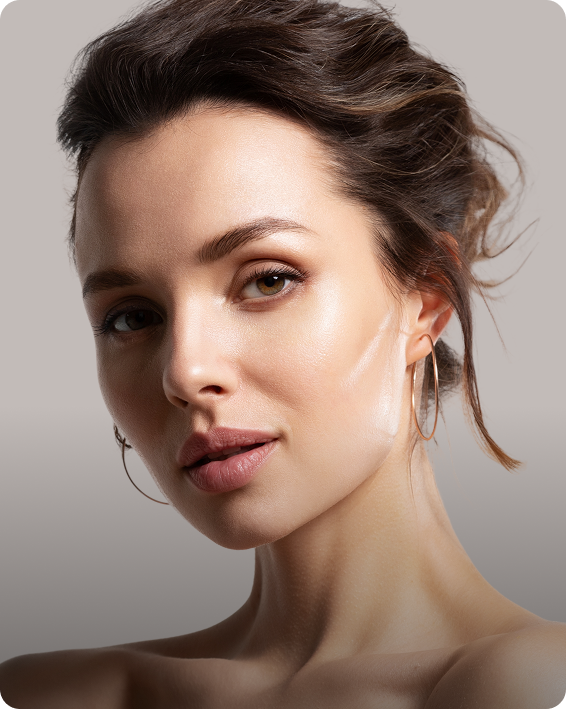 Woman in profile showing facial contours for injectable treatment areas