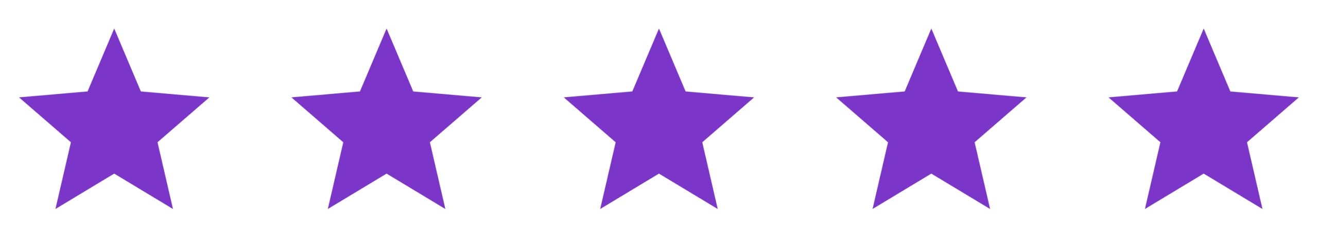 Five purple stars representing a five-star rating