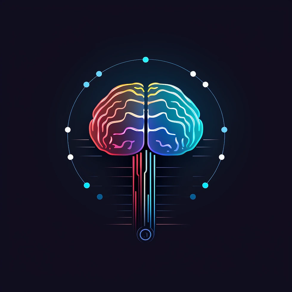 Illustration of a brain with waves coming down