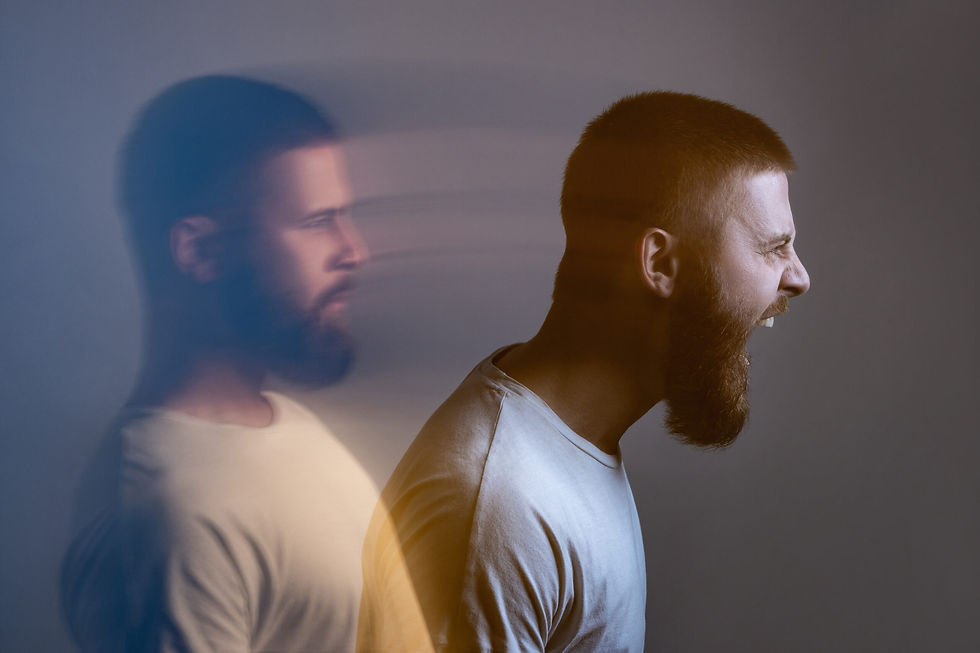 Man showing two sides mood swings