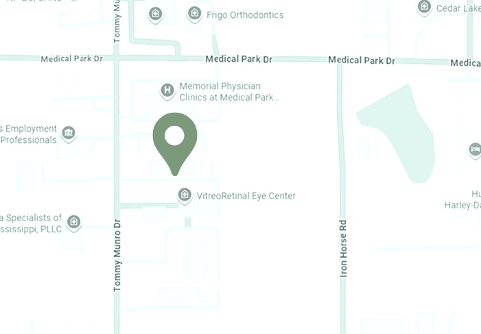 Map of Biloxi showing Coastal ENT's location at Medical Park Drive