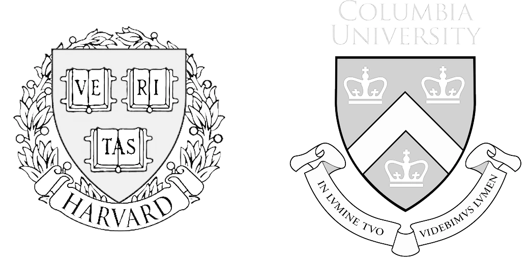 Harvard University crest with shield, open books, and laurel wreaths