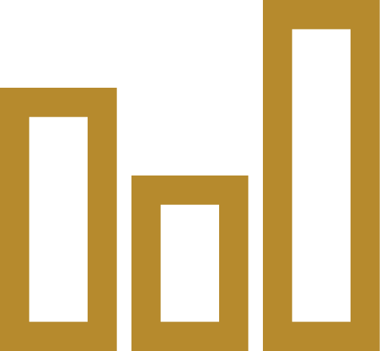 Outline icon of three vertical bar charts in increasing height