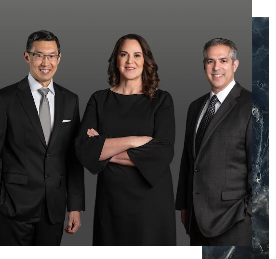 Three plastic surgeons in professional business attire posing together