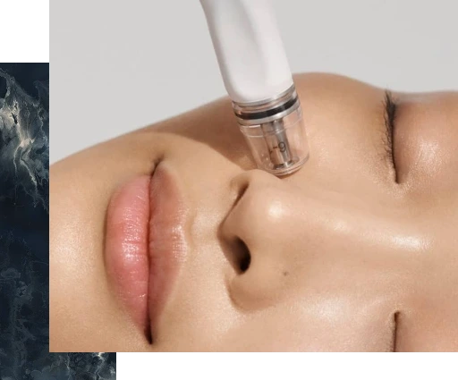 Diamond Glow facial device applicator being used on cheek area of face model