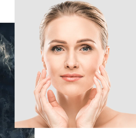 Woman with hands framing her face demonstrating facial contours for buccal fat removal