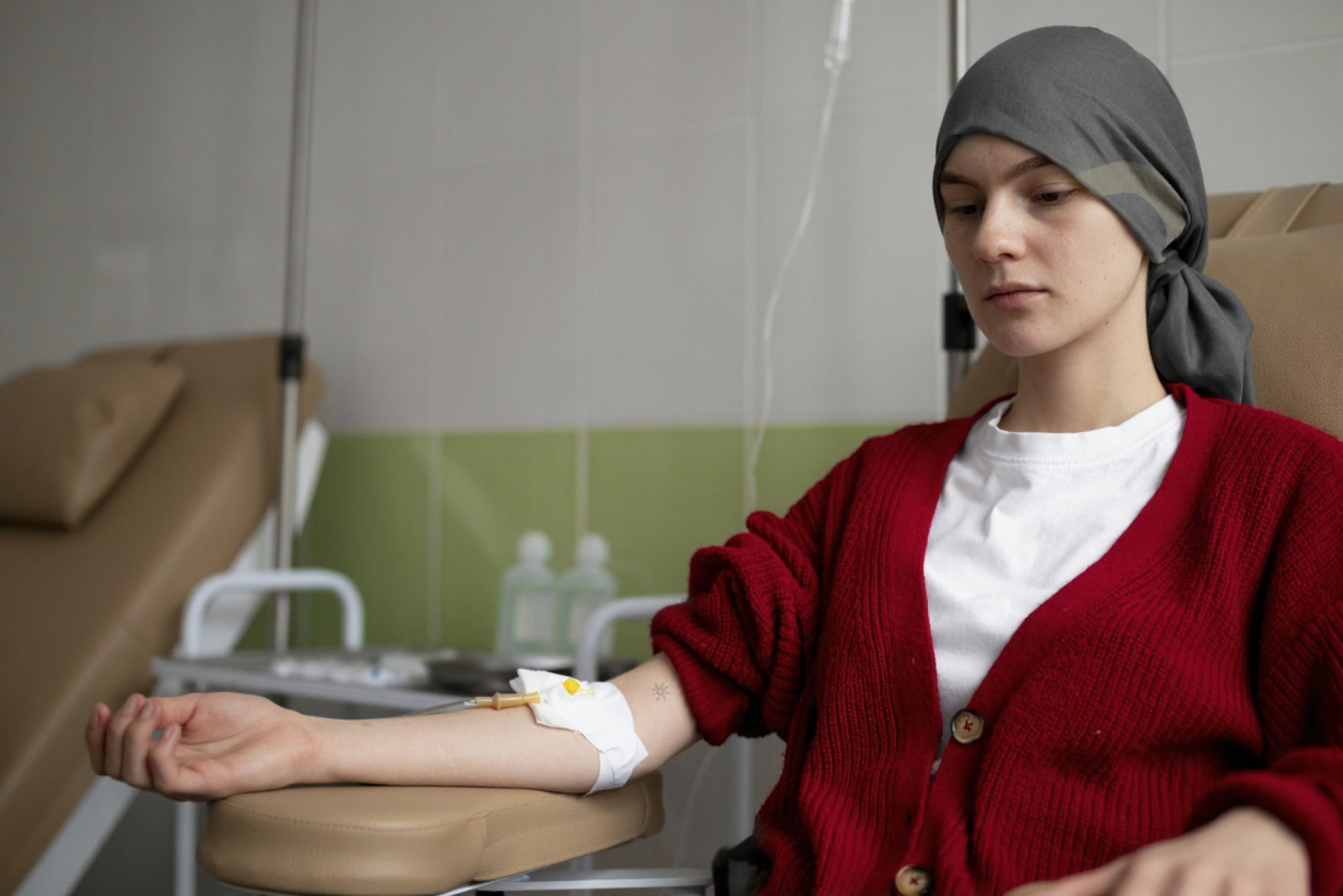 Patient receiving chemotherapy treatment