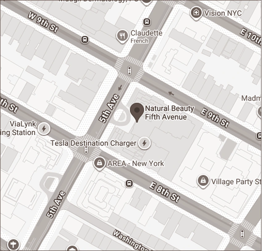 Map of Natural Beauty Fifth Avenue location on Fifth Avenue at East 89th Street, New York