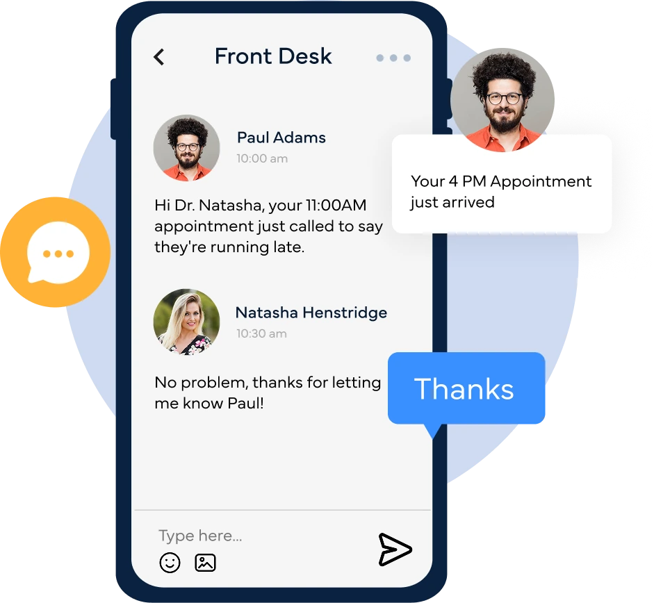 Screenshot of Team Chat App for Medical Practices in Use Banner