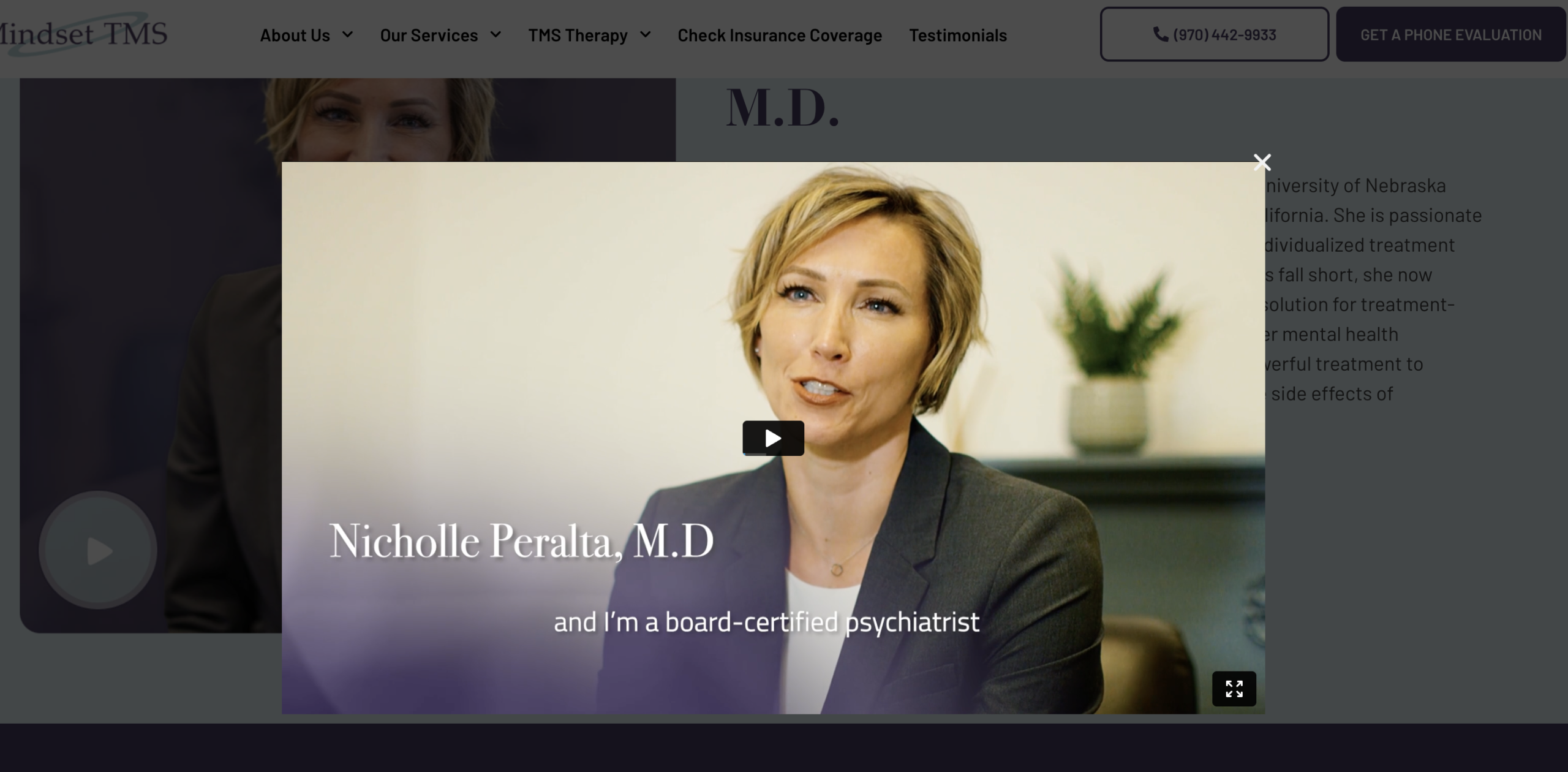 testimonial video on tms landing page