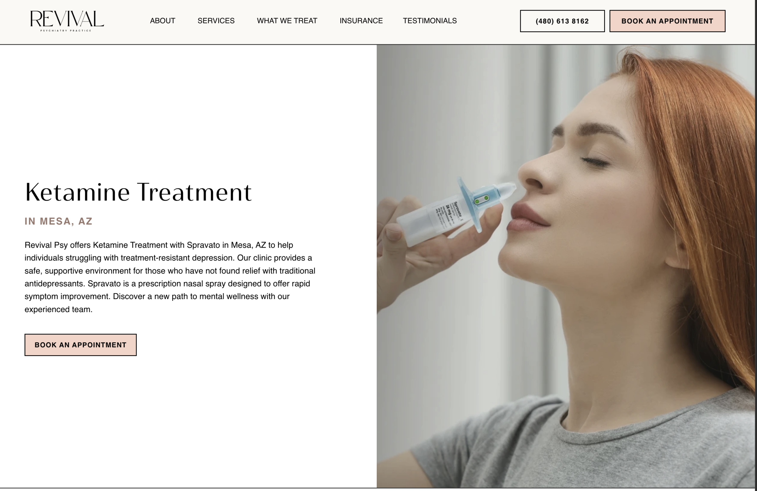 website design for spravato providder