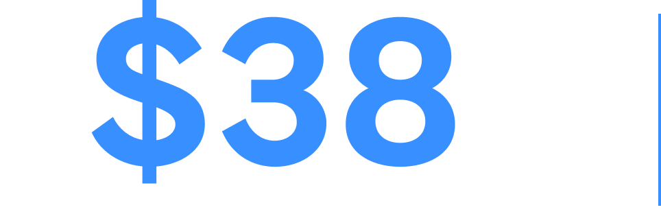 $38 price display in blue text