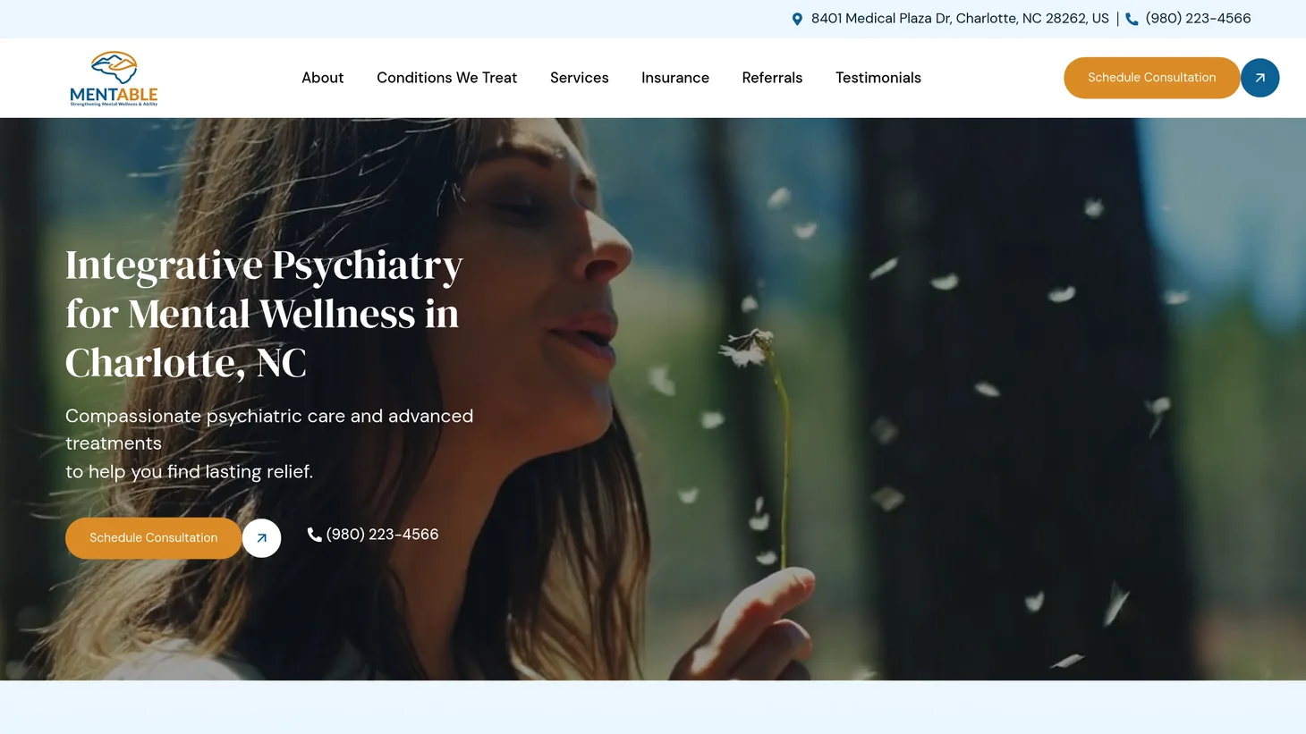 Mentable website homepage designed by PilotPractice