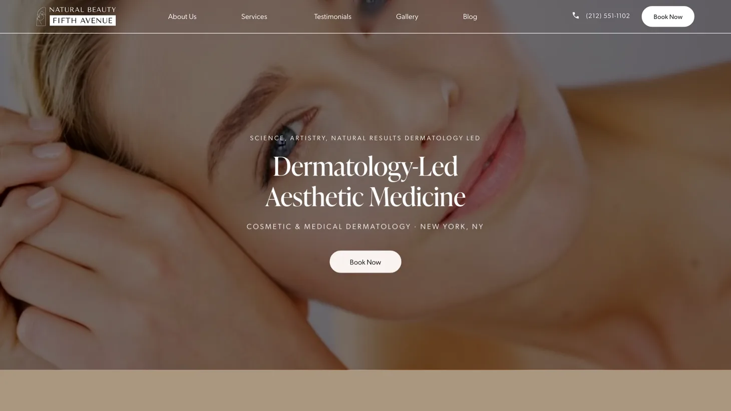 Natural Beauty Fifth Avenue website homepage designed by PilotPractice