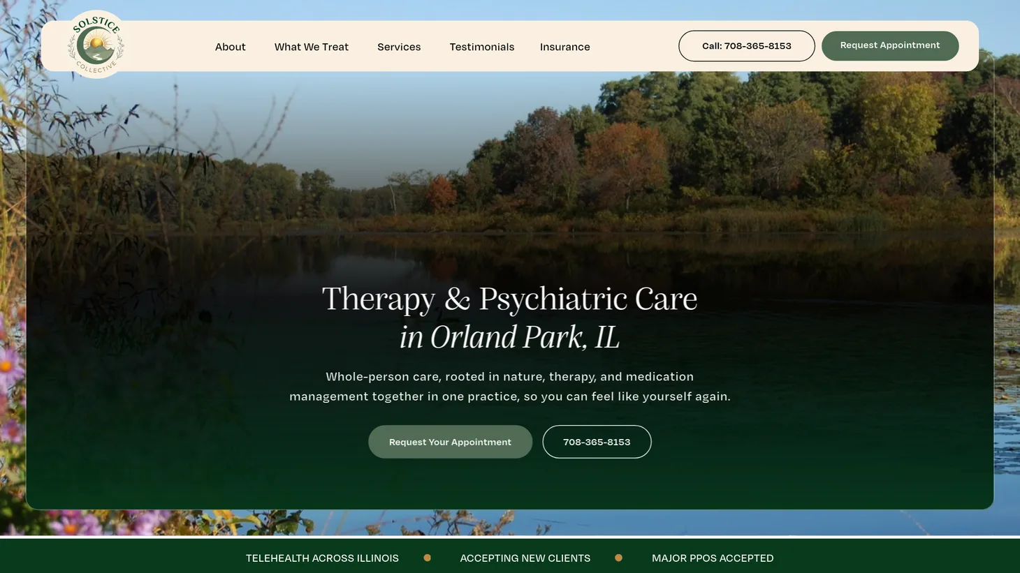 Solstice Collective website homepage designed by PilotPractice