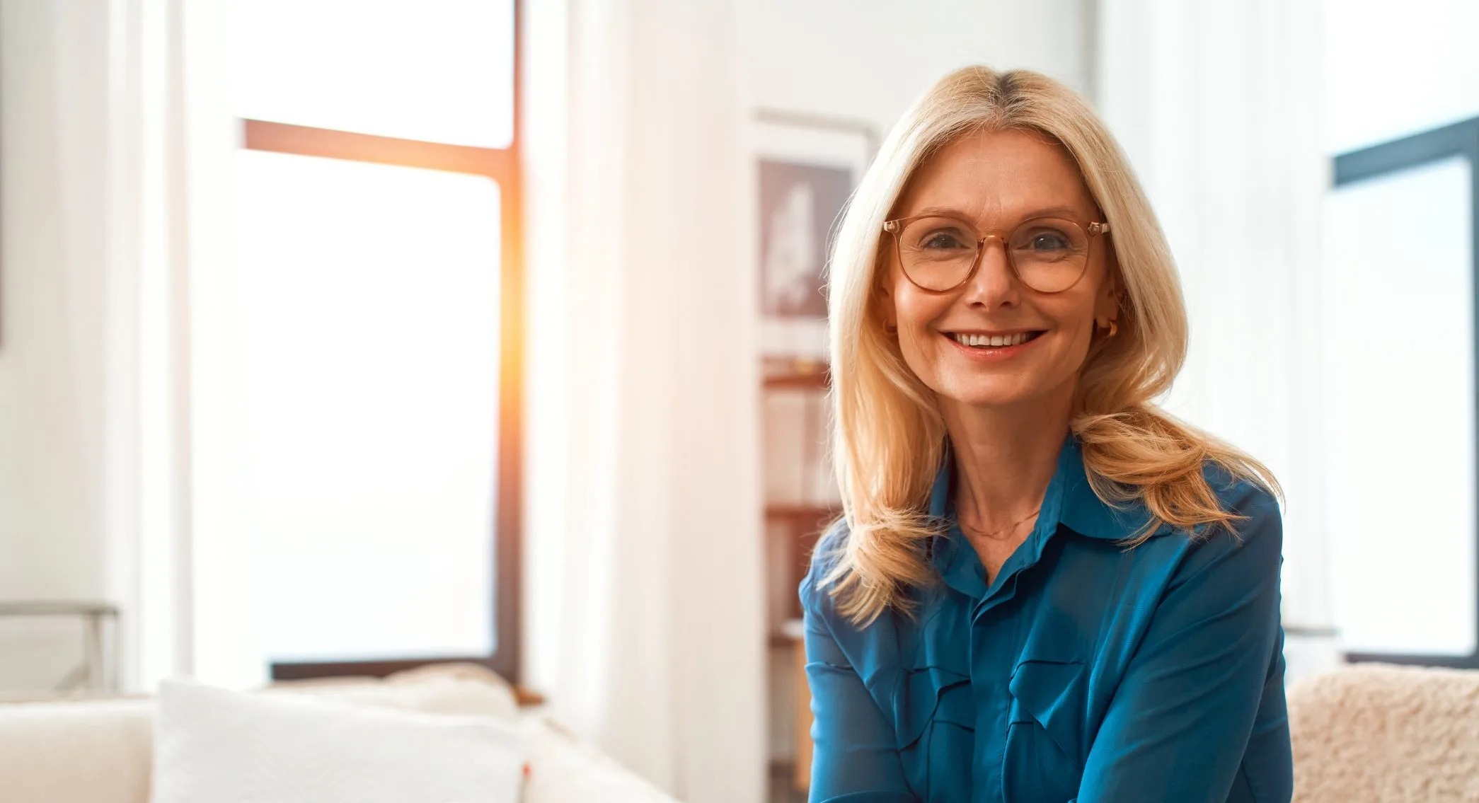 Smiling woman with glasses