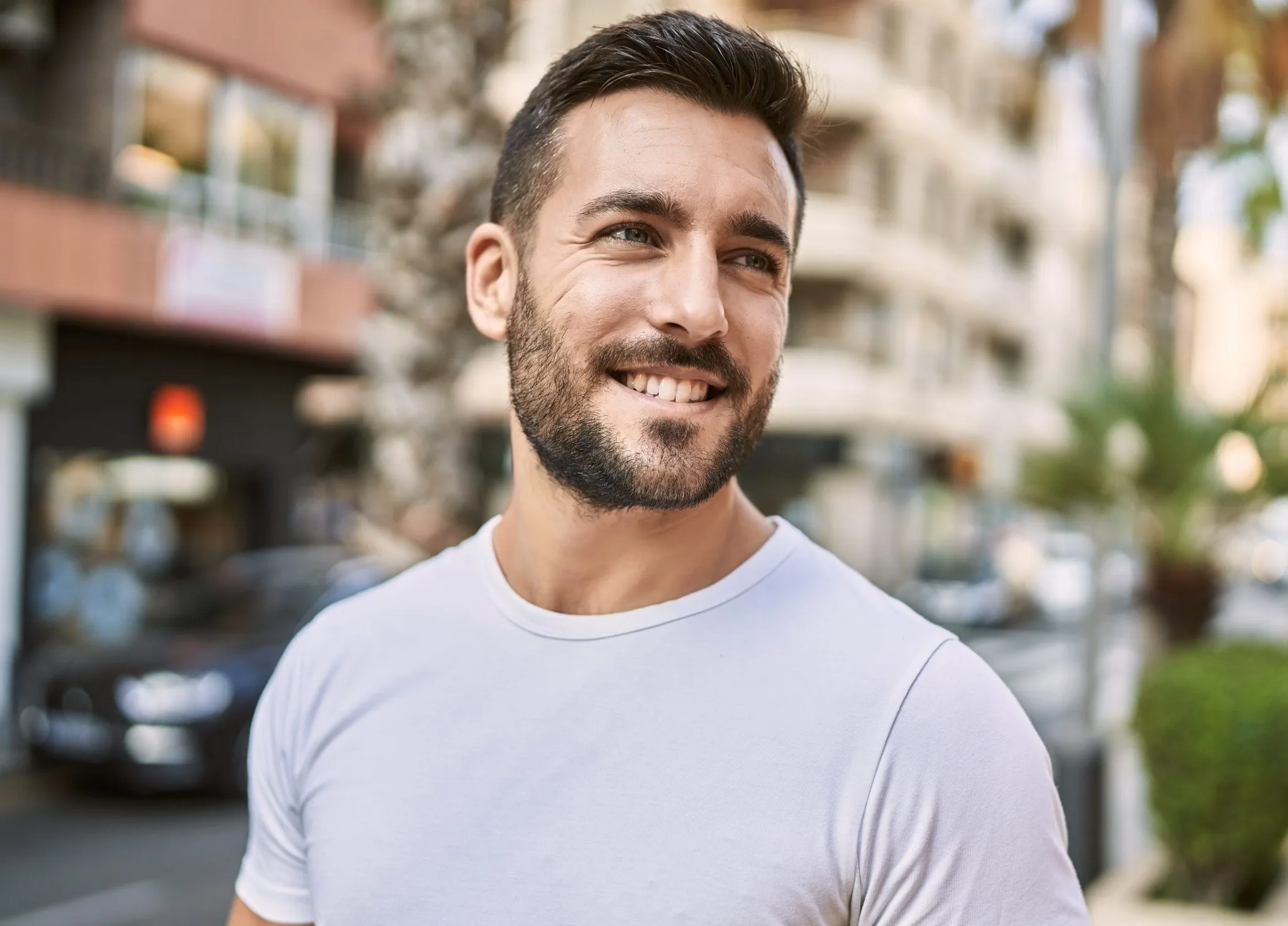 Smiling man outdoors