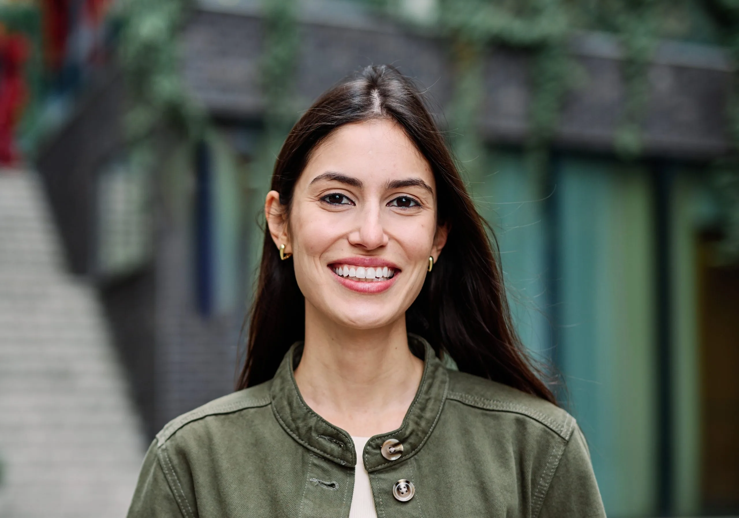Smiling woman outdoors