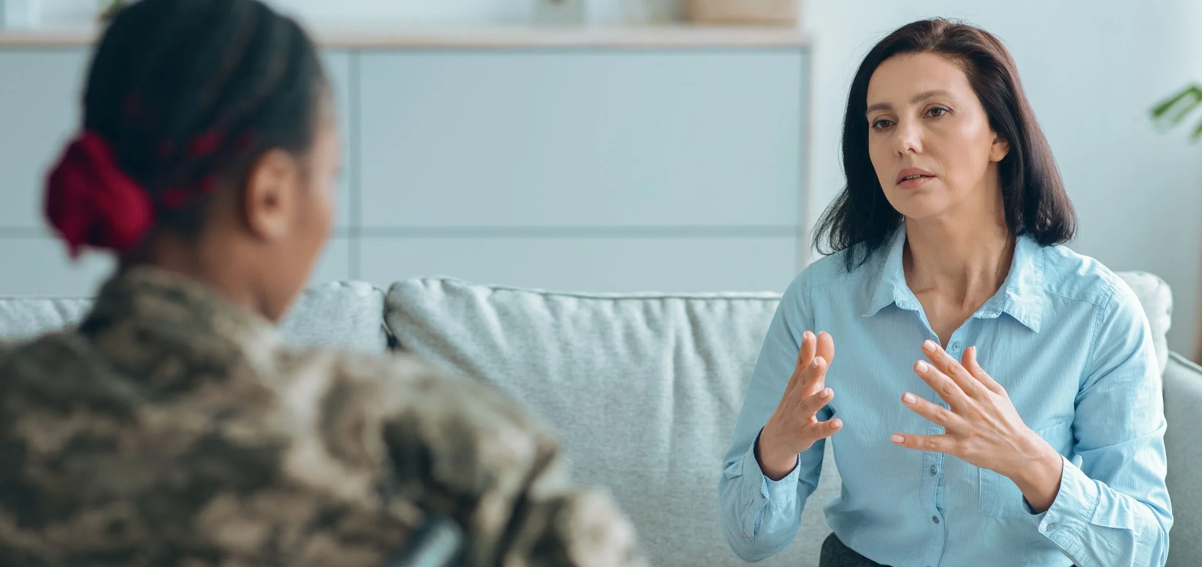 Service member talking with a therapist
