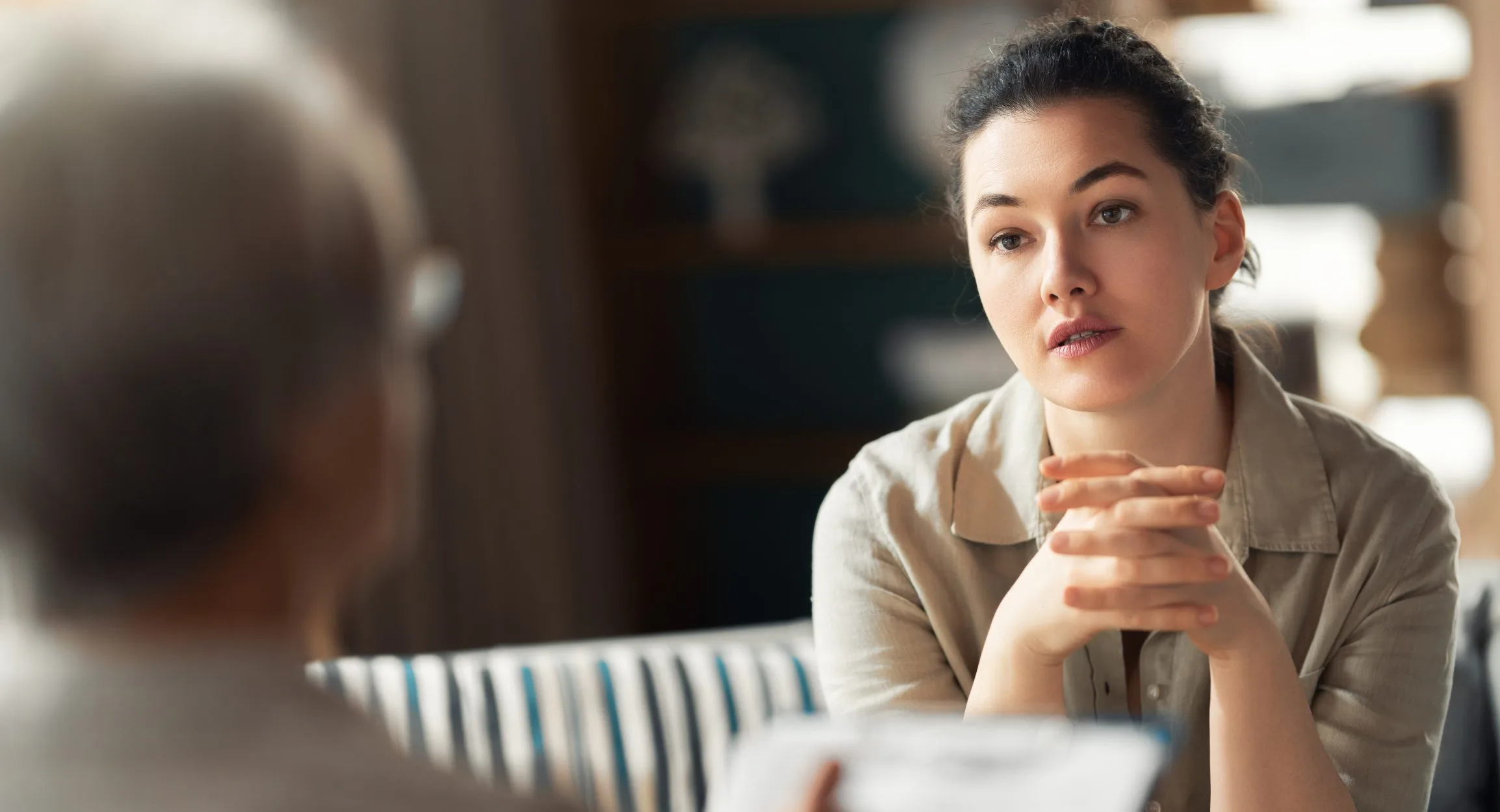 Woman listening during a therapy session