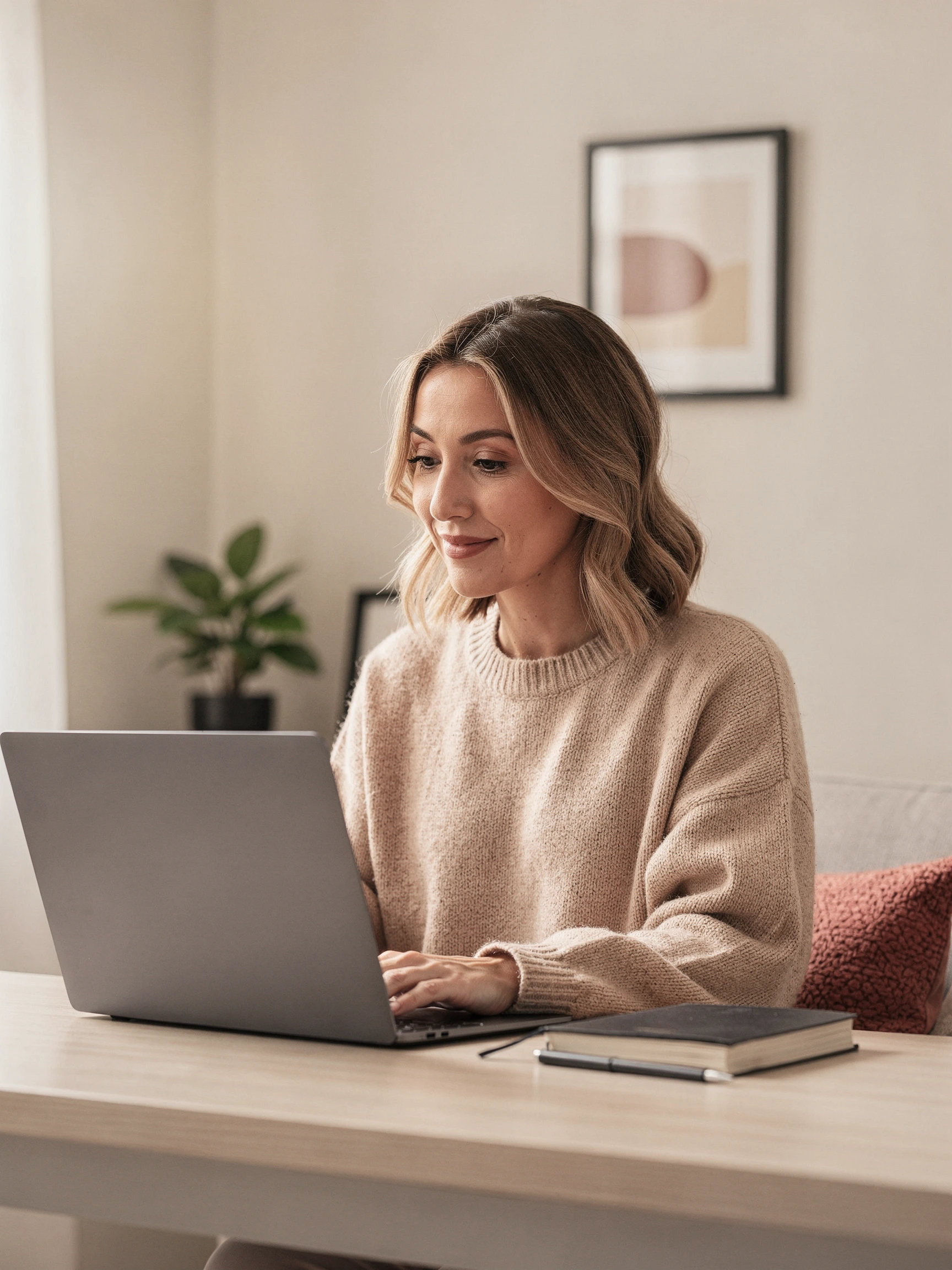 Adult completing a calm telehealth ADHD evaluation at home