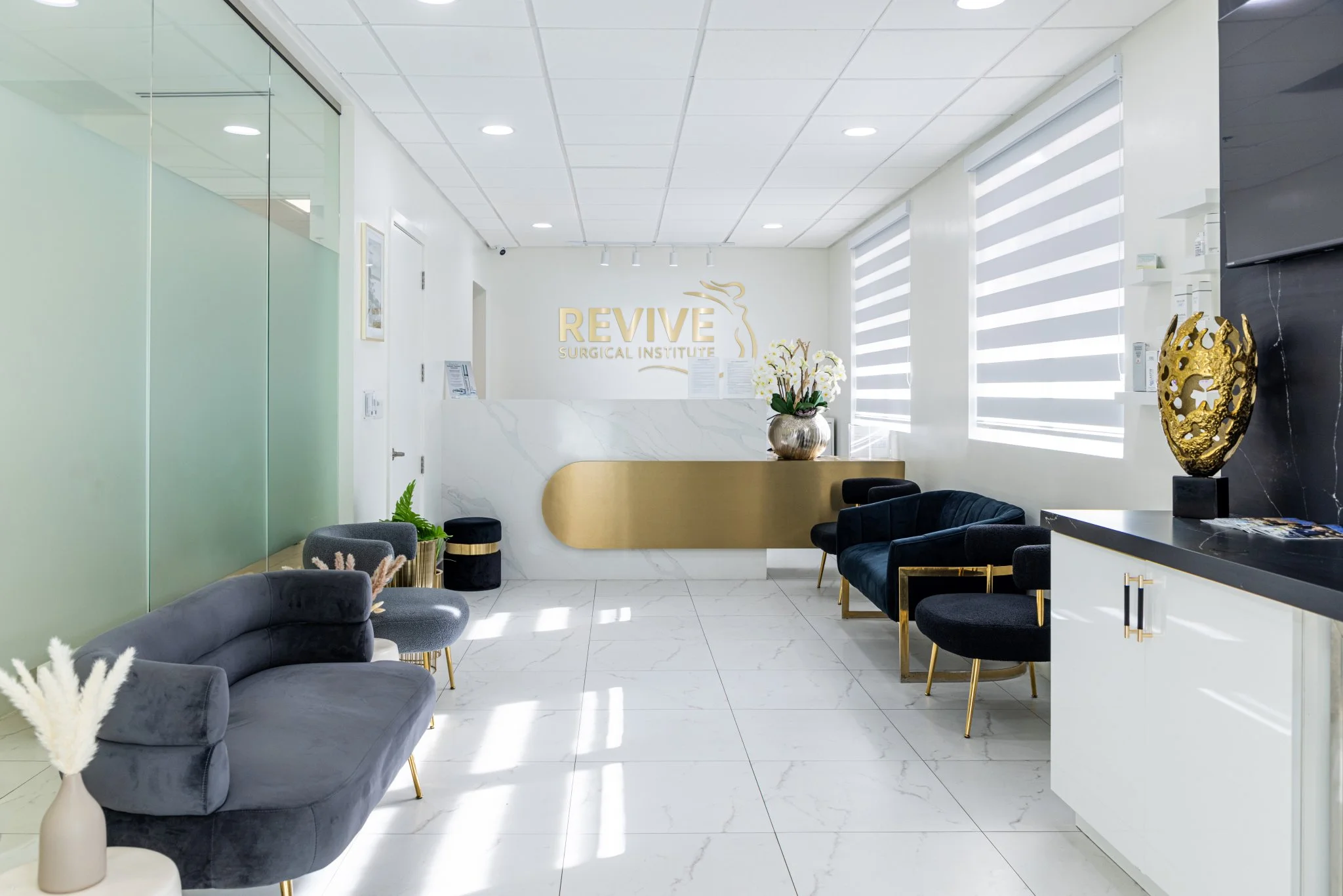 Reception area at Revive Surgical Institute in Coral Gables