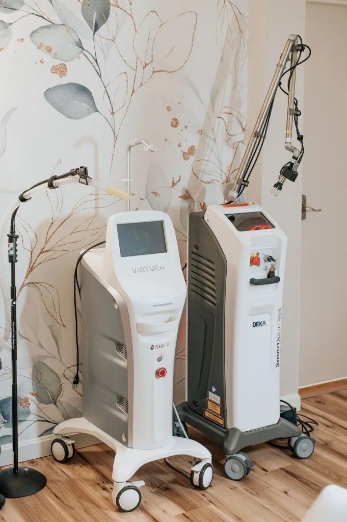 Virtue RF and CoolPeel treatment devices at Thrive Med Spa