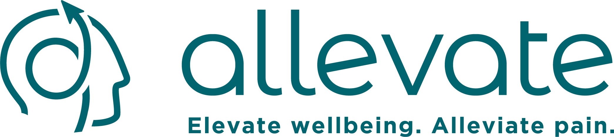 Allevate logo with tagline 'Elevate wellbeing. Alleviate pain.'