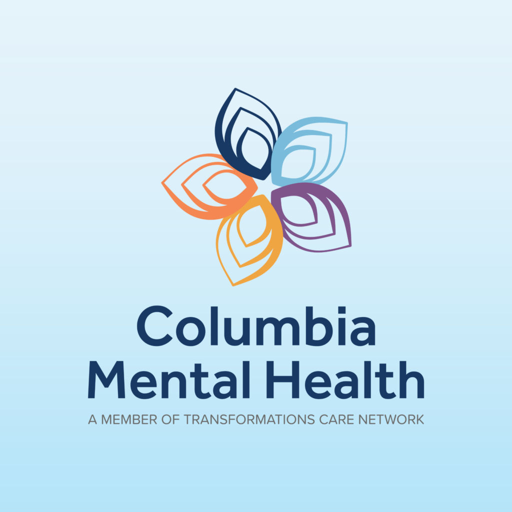Columbia Mental Health logo with multicolored leaf design, a member of Transformations Care Network
