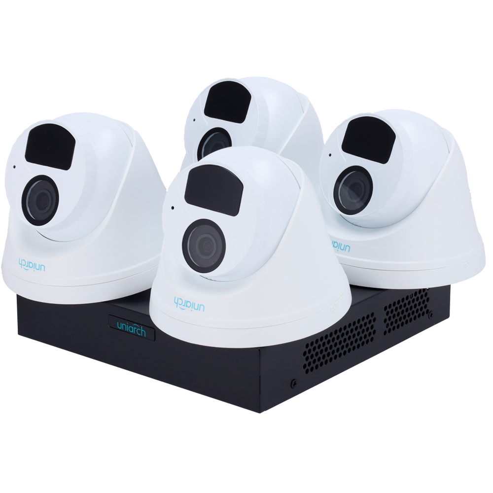 Uniarch Kit CCTV 4 Câmaras 2MP PoE 30m
