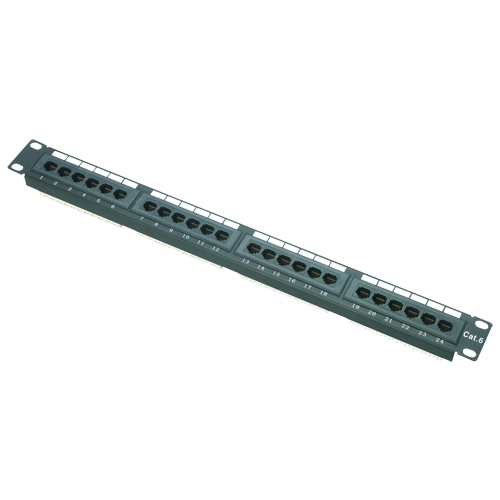 Patch Panel de Rede 24 Portas RJ45 Cat6 1U Rackmount Dual IDC - lojaCCTV PP-24