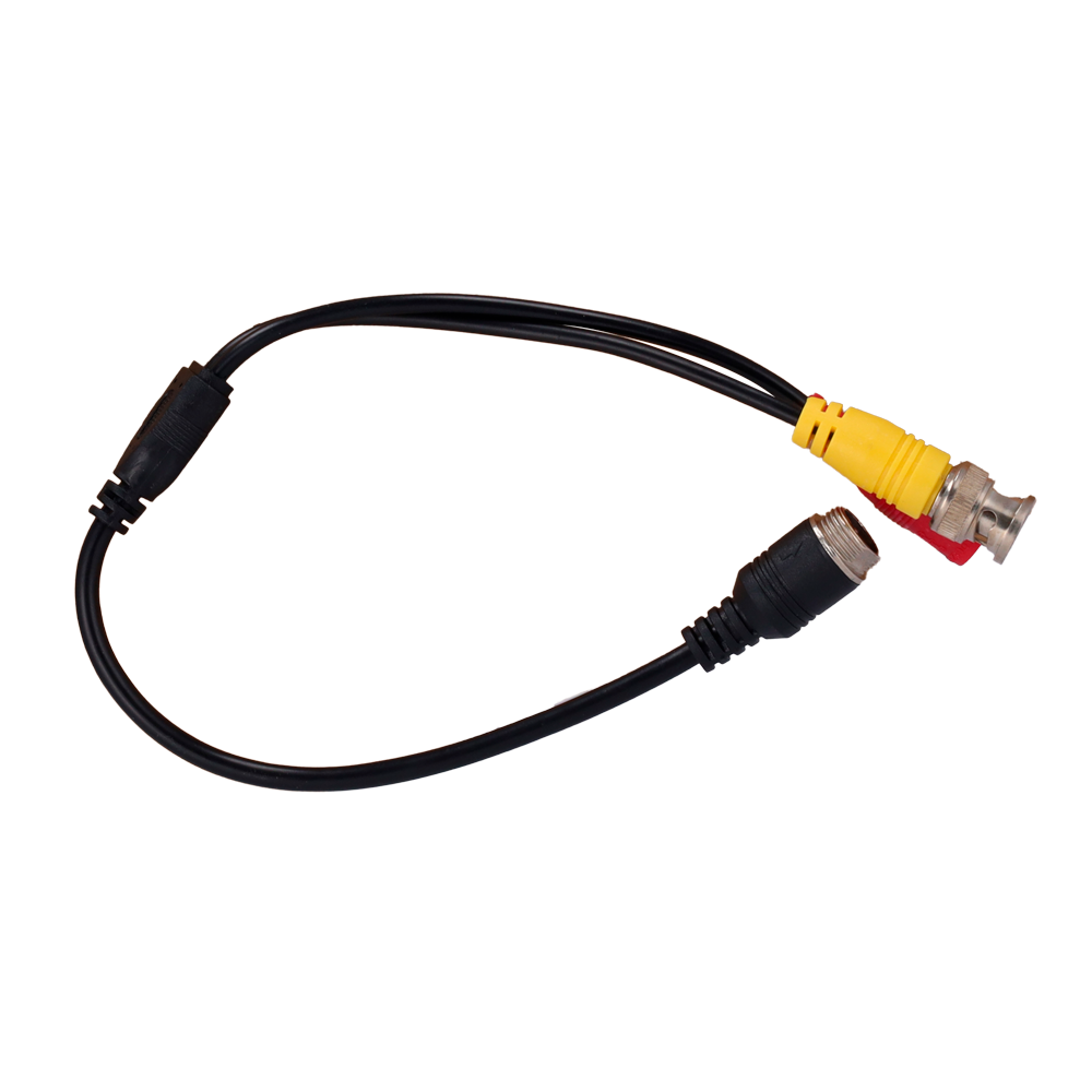 Cabo de Conversão de Sinal M12 Macho para BNC + DC | lojaCCTV VW-CABLE-M12-BNC (35cm)