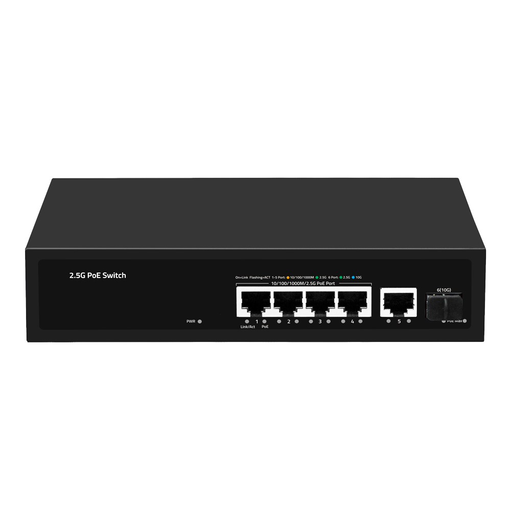 Switch PoE Mesa lojaCCTV SW64HIPOE-2AZCXF-60 4 Portas PoE+ Multi-Gigabit 10G SFP+