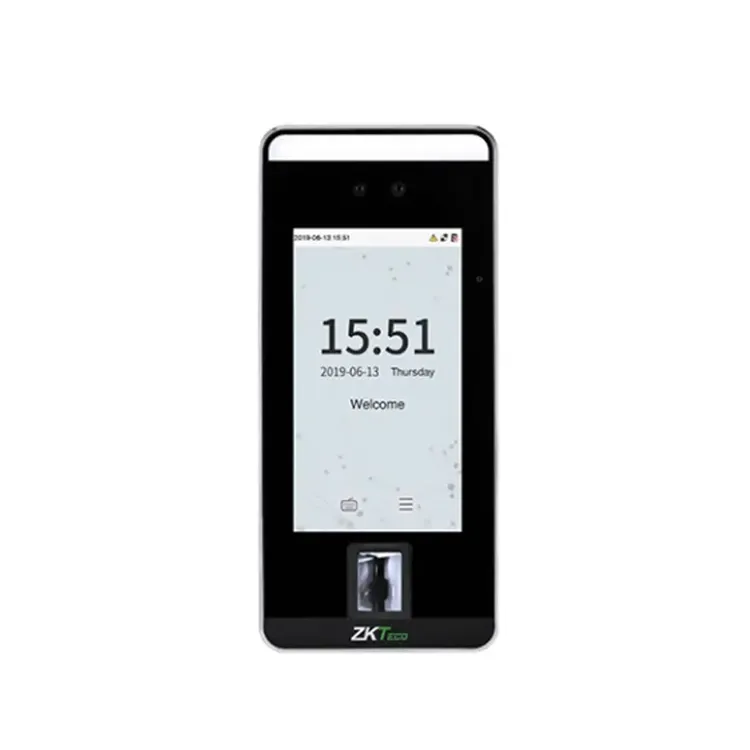 Terminal de Controlo de Acessos Biométrico Zkteco SpeedFace-V5L-P-1-W com Reconhecimento Facial e Impressão Digital