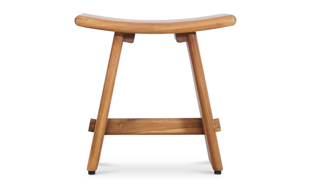 Teak Curved Stool Seat Osso Dining Stool Teak With Black Leather