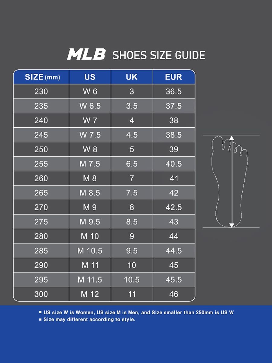 MLB Size Chart - Shoes 2022 - COL