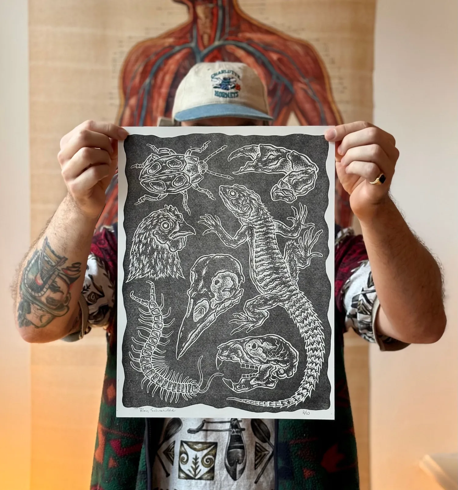 Composition Linoleum Print