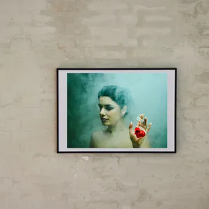 girl with red flower