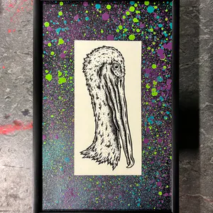 Handdrawn Pelican Framed
